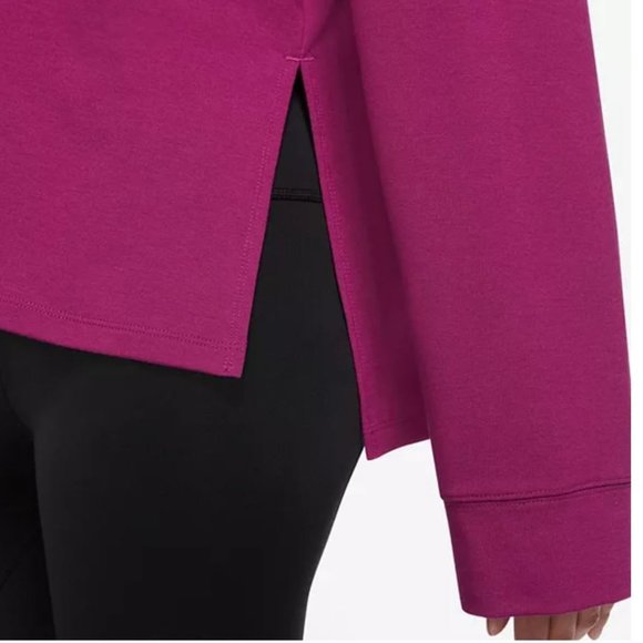 Nike Yoga Dri-FIT Dynamic Berry Pink Loose Fit Fleece Hoodie M - Picture 2 of 3